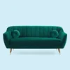 Wood Marino 3-Person Sofa With Two Cushions Perfect For Home Office Guests Living Room (3-Person , Green) - Image 3